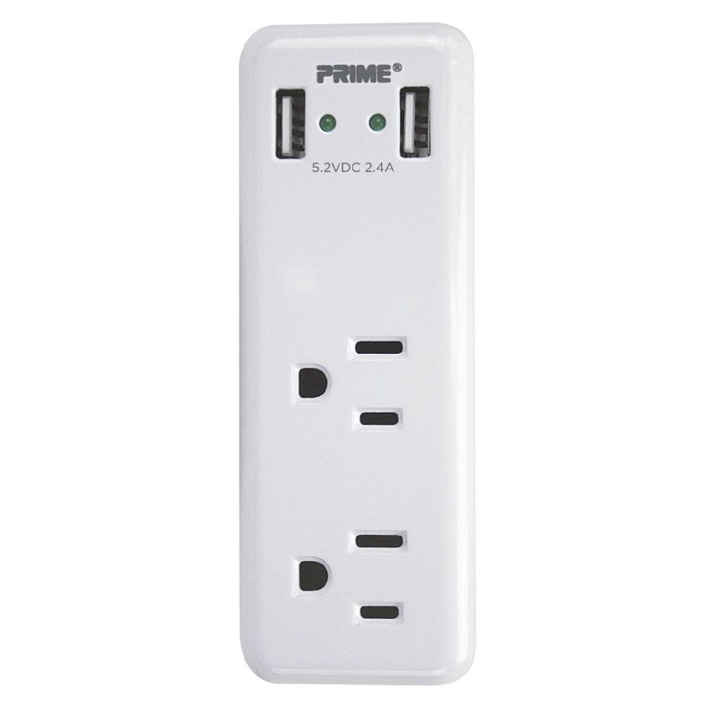 Prime Box Outlet Prime 3 Prong 2 Outlet with 2 Port USB Charger PBUSB242 from Prime ...