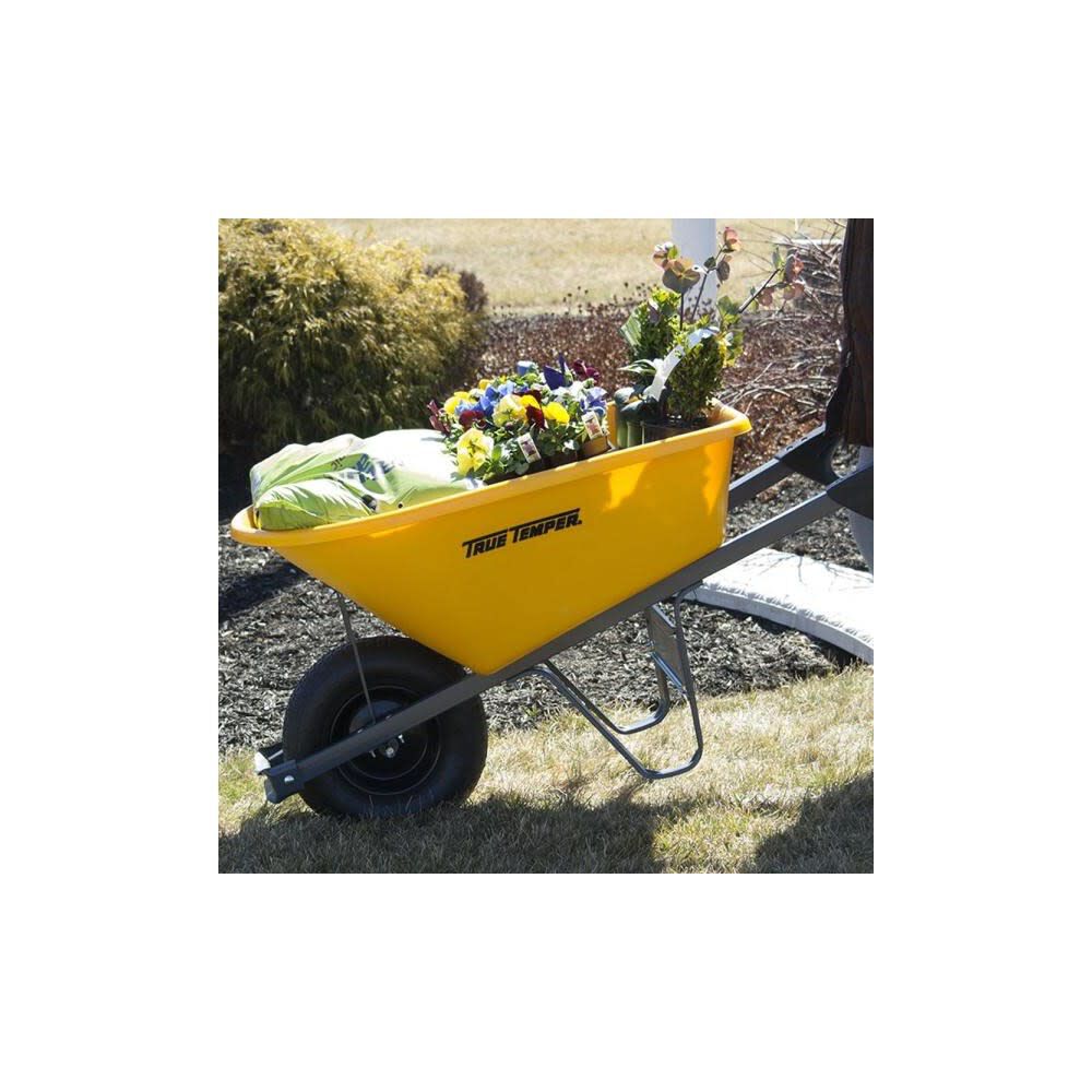 True Temper 6 Cu Ft. Poly Tray Wheelbarrow with Total Control Handles