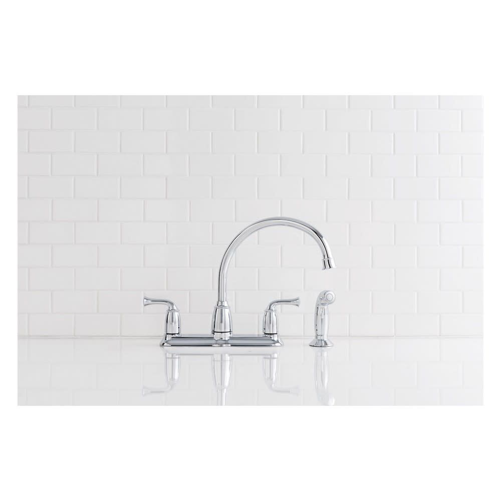 Moen Banbury Chrome 2 Handle High Arc Kitchen Faucet with Side Spray