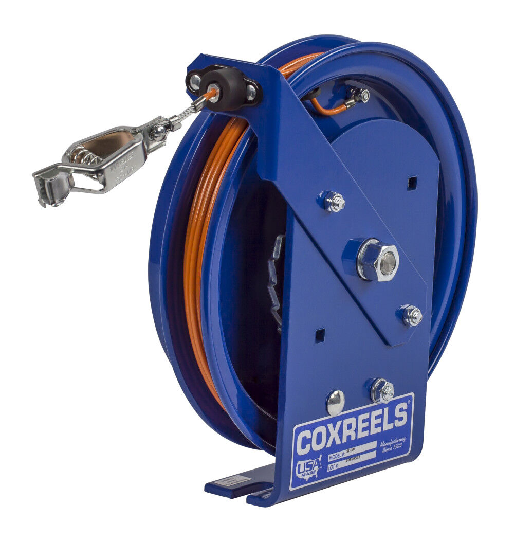 COXREELS SLP-650 1 x 50' Heavy Duty High Capacity Air Compressor Hose Reel  with Spring Rewind and Hose