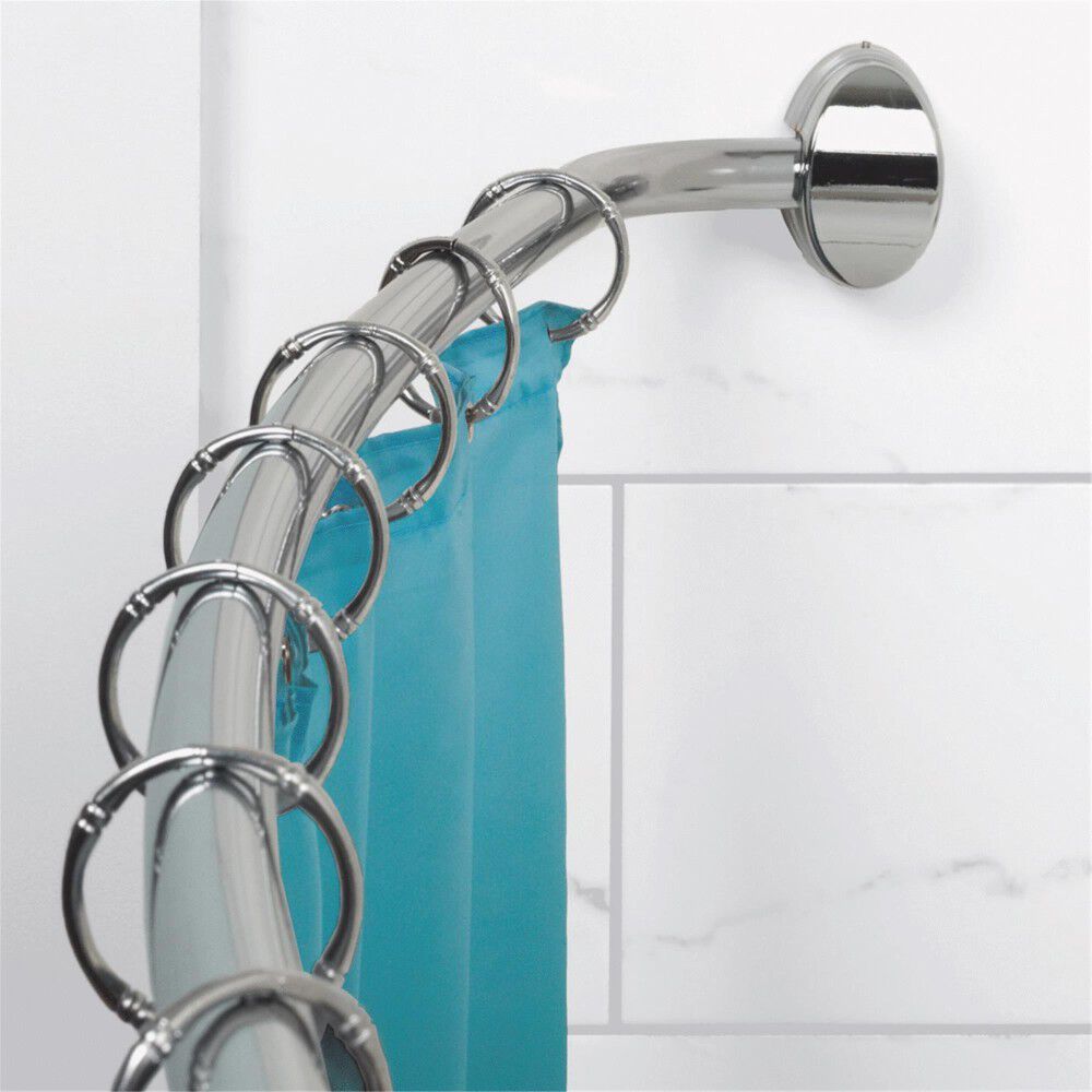 Zenith Shower Curtain Rod Curved Single Chrome Plated Aluminum