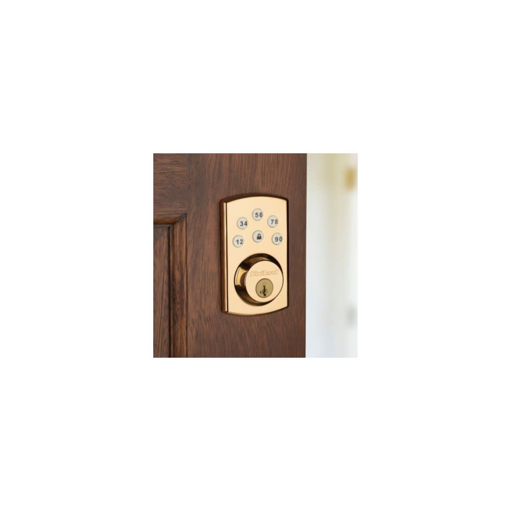 Kwikset Polished Brass Keyed One Side Powerbolt 2 Electronic Deadbolt
