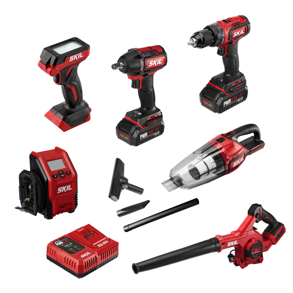 SKIL PWRCORE20 20V 6 Tool Combo Kit with Auto PWRJUMP Charger