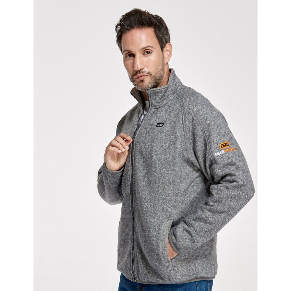 GEARWRENCH Mens Gray Heated Fleece Jacket Kit Large GMJF02AFG05