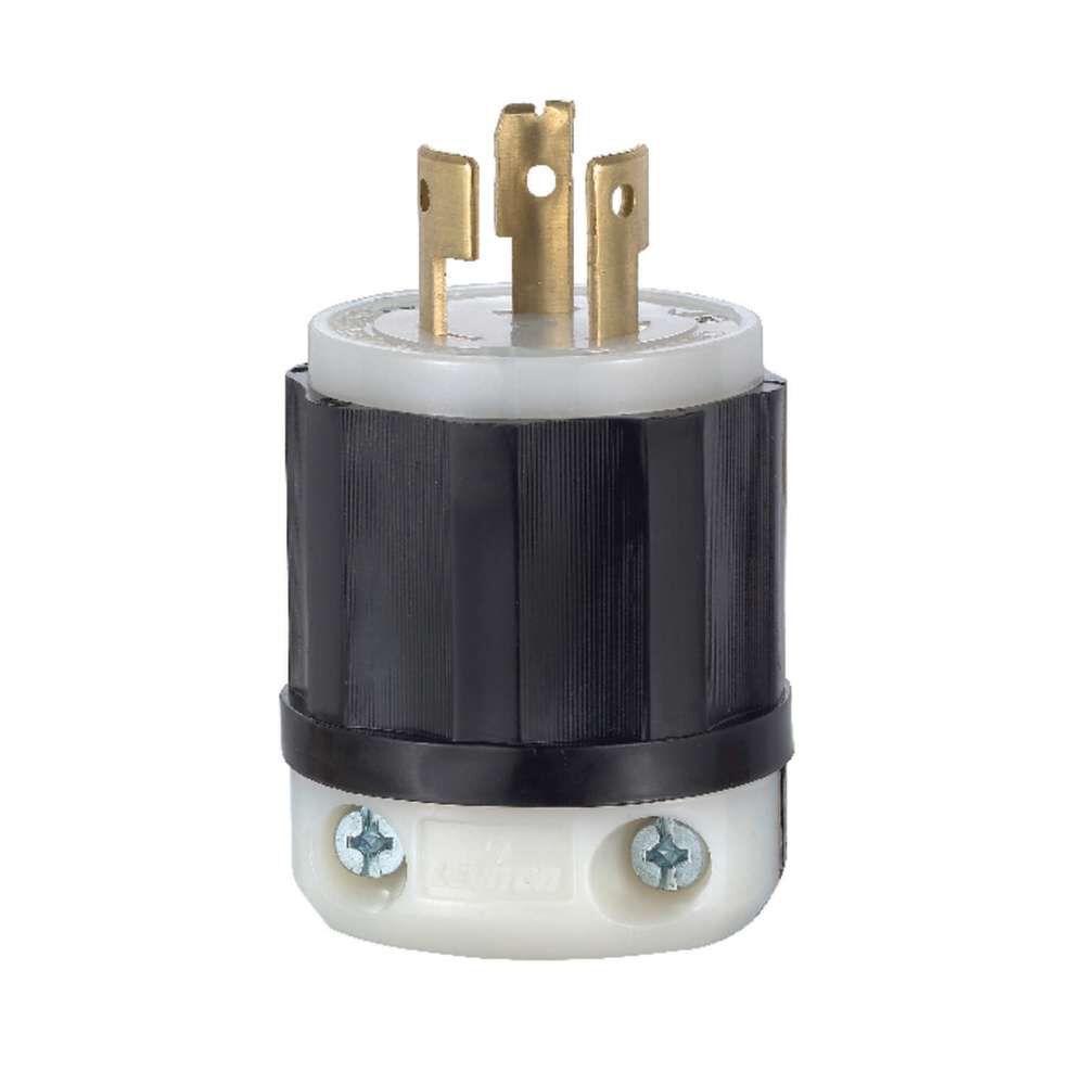 Leviton Non Grounded Locking Plug 20A 125/250V Nylon Black & White