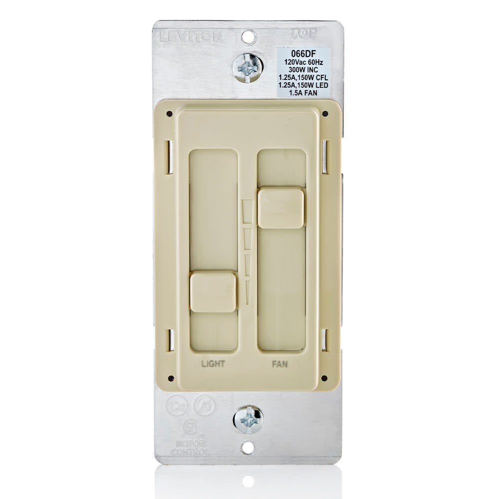 Leviton SureSlide Ivory Fan/LED Light Control Dimmer Slide Switch