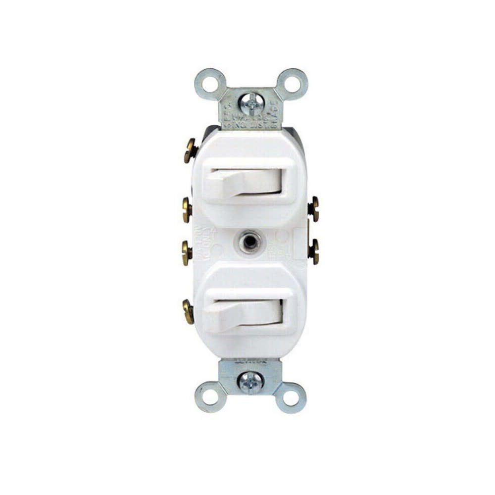 Leviton 3 Pole Duplex Combination Toggle Switch 15A 277V White