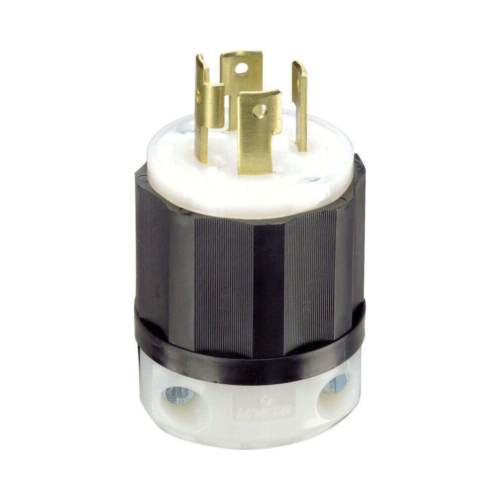 Leviton 30A 120/250V Nylon Black & White Grounded Locking Plug