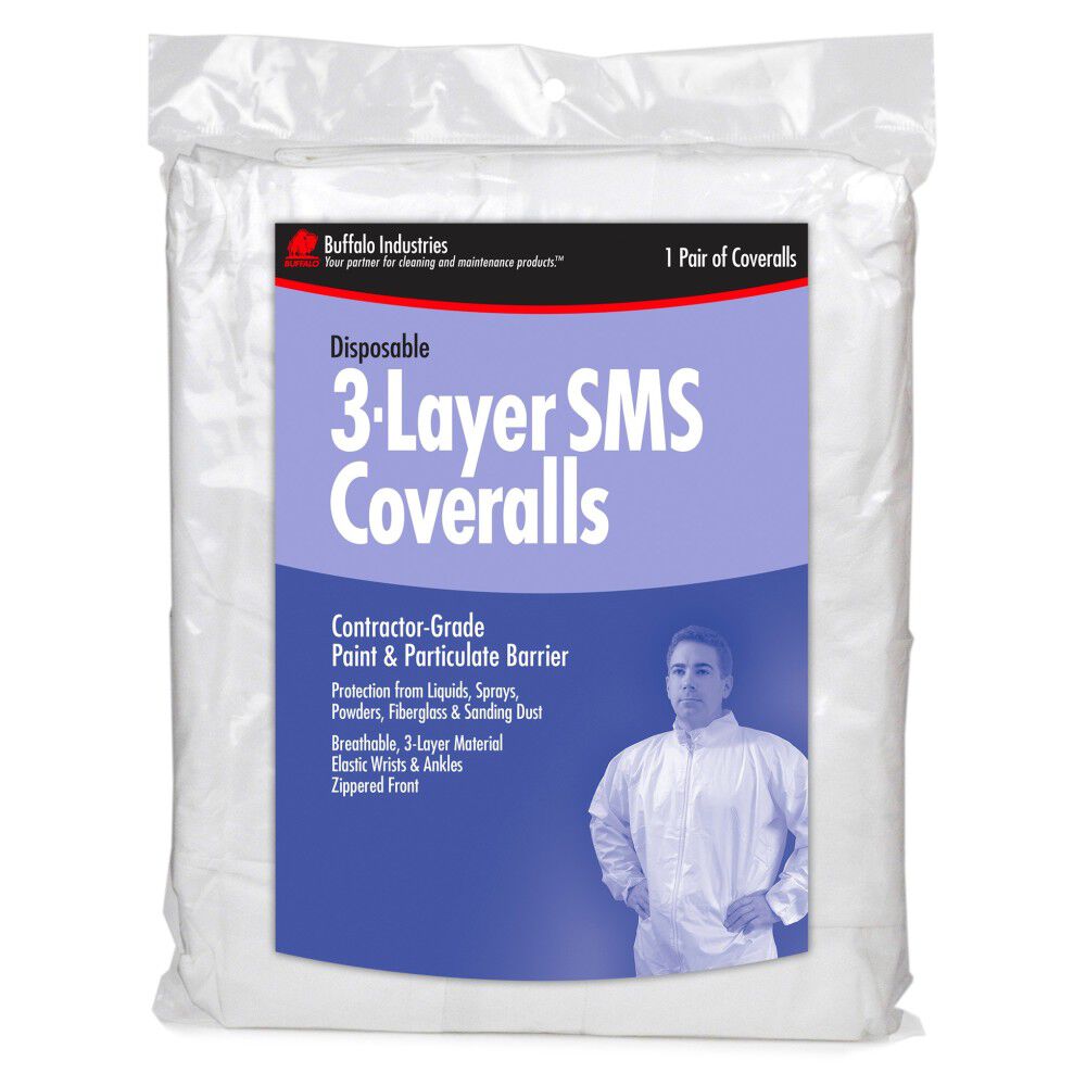 Buffalo Industries Large Non Hooded SMS Disposable Coverall 1pk Bag