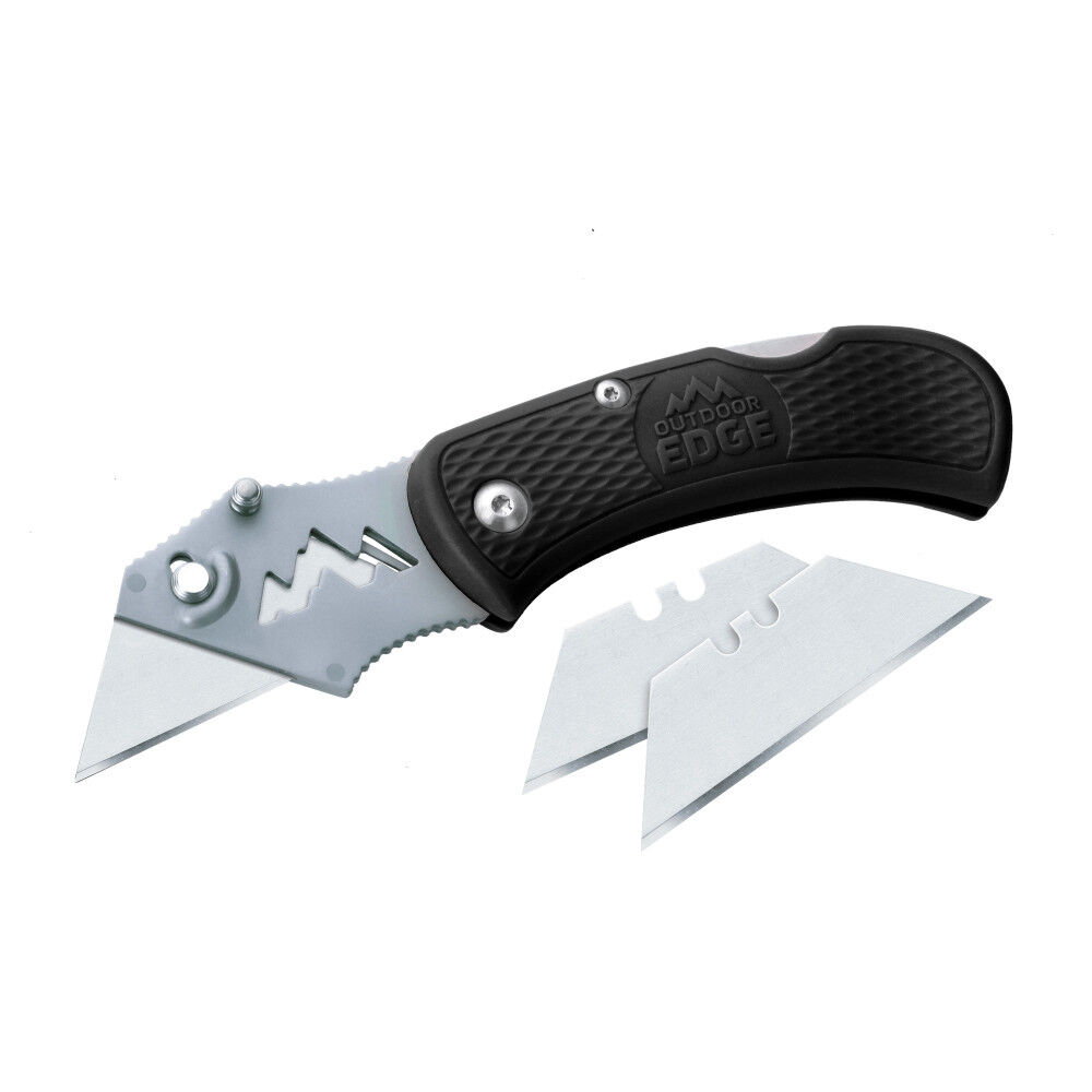 Outdoor Edge BOA Razor Folding Utility Knife with 3 Blades Black