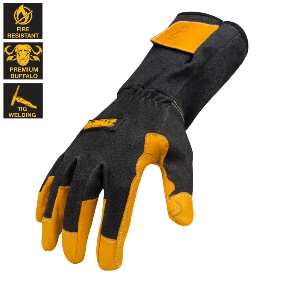 DEWALT Welding Gloves Large Black/Yellow Premium Leather TIG, large image number 3