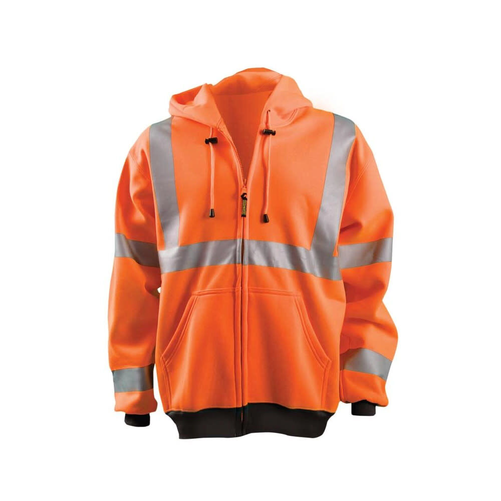 Occunomix Hi-Vis Orange 9oz Class 3 Full Zip Hoodie Sweatshirt Medium