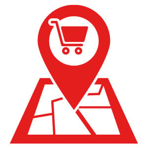 Location pin with cart on a map