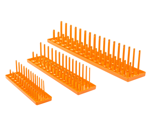 Gearwrench 3 piece 0.25 Inch 0.375 Inch and 0.5 Inch Drive Orange Metric Socket Storage Tray Set