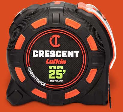Crescent Lufkin 1-1/4 Inch x 25 Ft. SHOCKFORCE NITE EYE Tape Measure