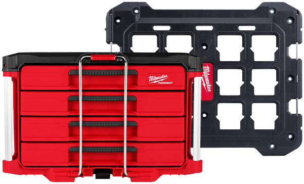 Milwaukee Packout 4 Drawer Tool Box and Mounting Plate