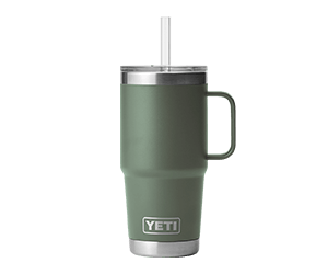Yeti Rambler mug with straw in Camp Green