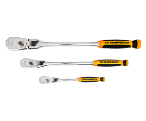 Gearwrench 3 piece 0.25 Inch 0.375 inch and 0.5 inch Drive Flex Head Ratchets