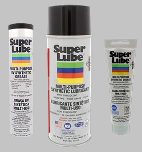 Super Lube 14.1 Oz Cartridge Multi-Purpose Synthetic Grease with Syncolon and Super Lube 11 Oz Aerosol Multi-Purpose Synthetic Lubricant with Syncolon and Super Lube 3 Oz Tube Silicone Dielectric and Vacuum Grease