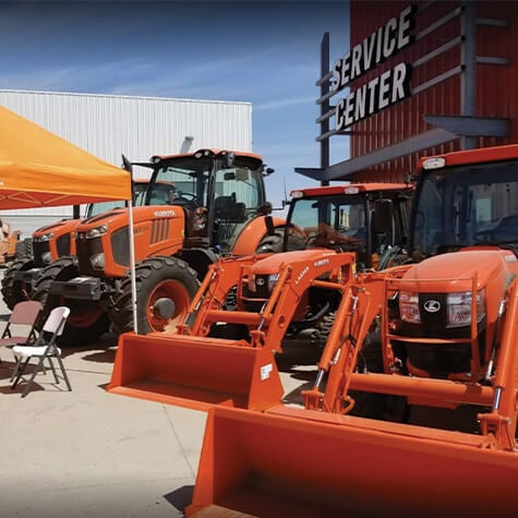 Kubota tractors outside the Acme Tools in Williston, ND