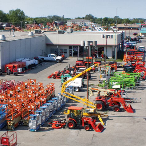 Overview of the equipment stock outside of the Acme Equipment in Grand Forks, ND