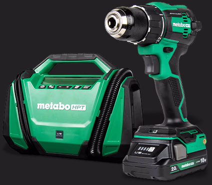Metabo HPT 18V MultiVolt Cordless Dual Function Inflator (Tool Body Only) and Metabo HPT 18V MultiVolt Driver Drill Cordless