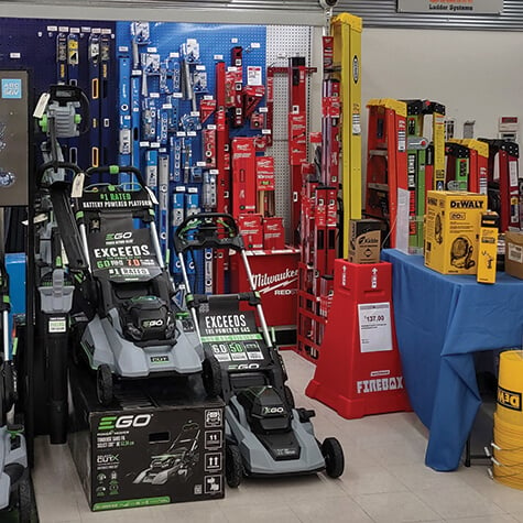 Product display at the Acme Tools in Cedar Rapids, IA