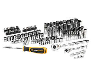 Gearwrench 185 Piece 0.25 Inch 0.375 Inch and 0.5 Inch Sae and MM Mechanics Hand Tool Set