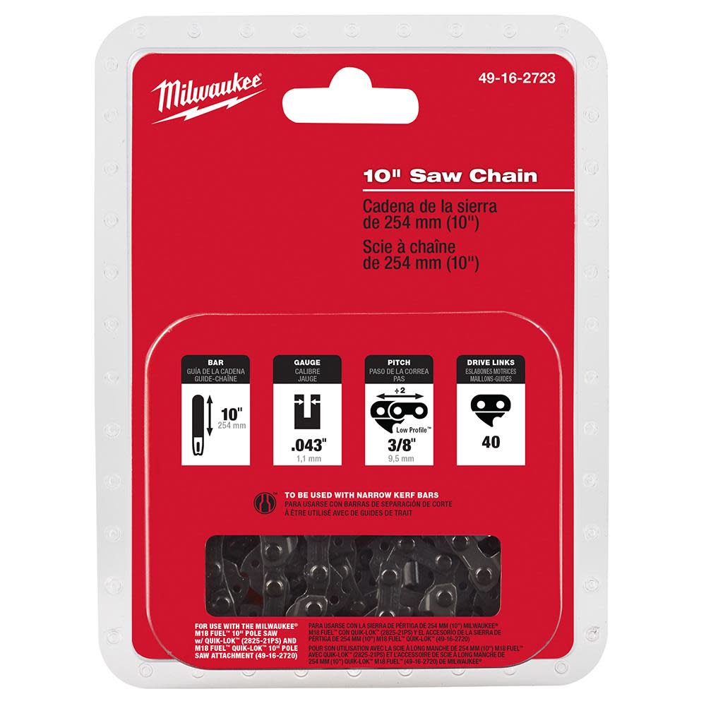 

Milwaukee QUIK-LOK 10In Pole Saw Replacement Chain