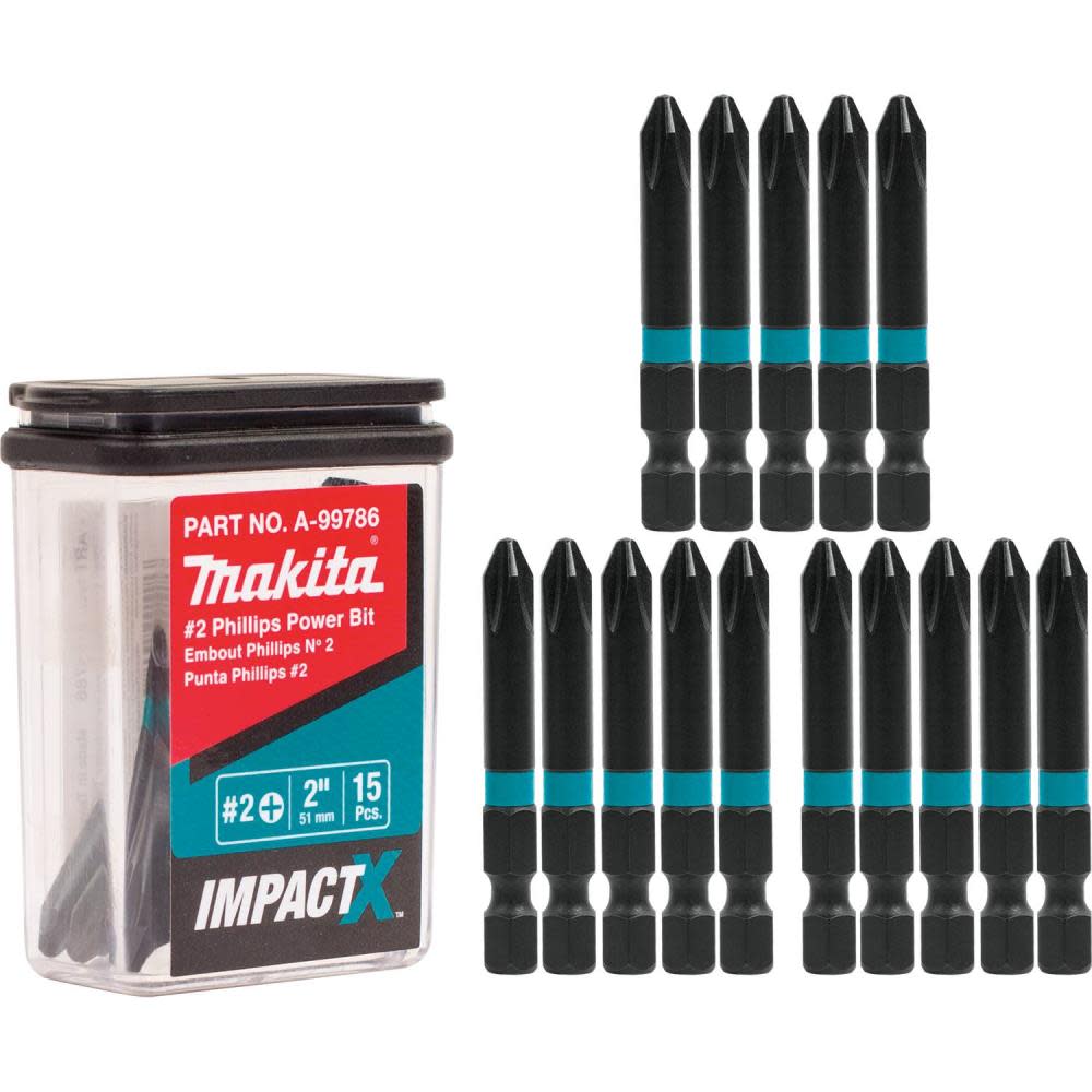 

Makita Impact X #2 Phillips 2 Power Bit 15/pk