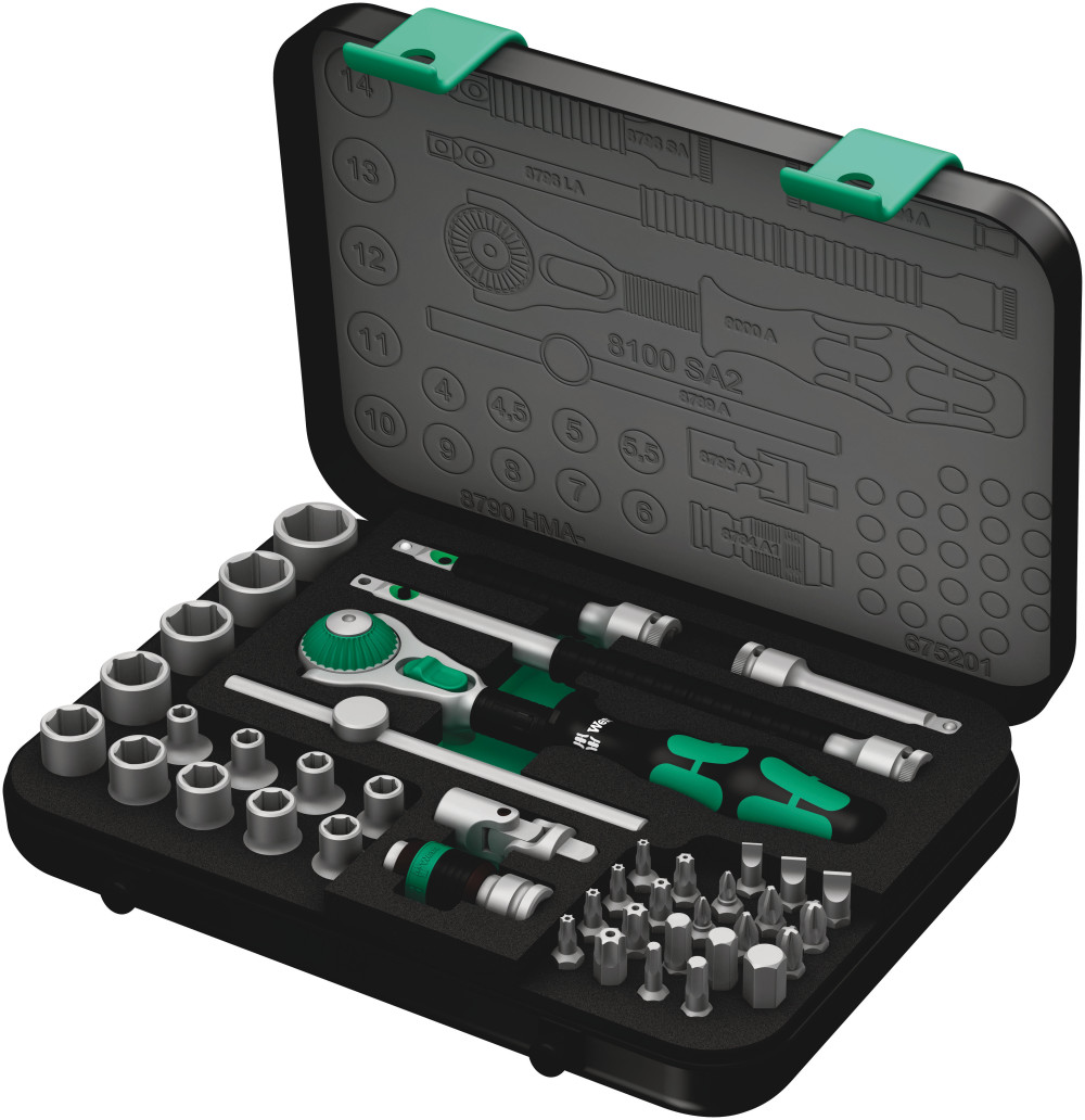 Wera Tools 42pc 1/4" Drive 8100 SA 2 Zyklop Speed Ratchet Set
