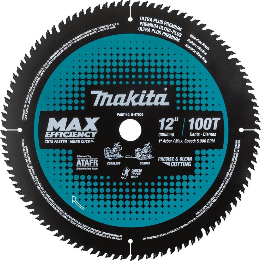 

Makita 12" 100T Carbide-Tipped Max Efficiency Miter Saw Blade