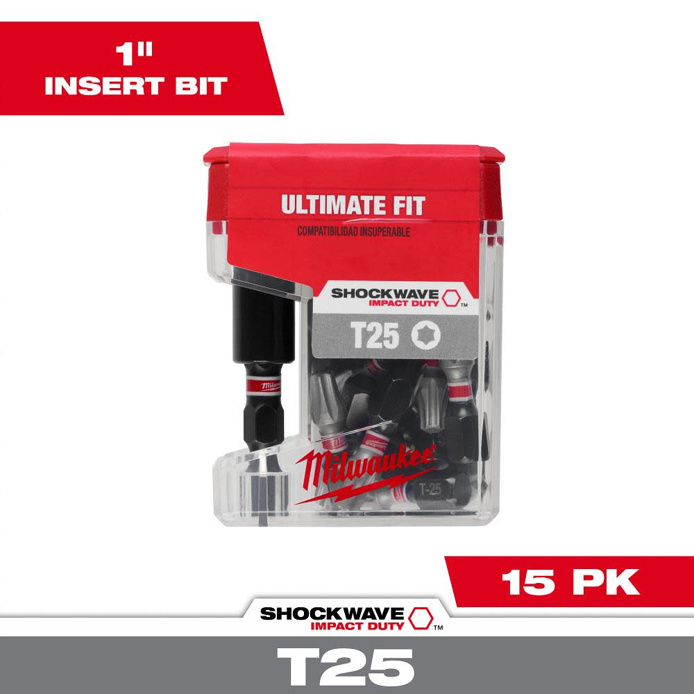 Milwaukee SHOCKWAVE Impact T25 Insert Bits with Bit Holder 25PK