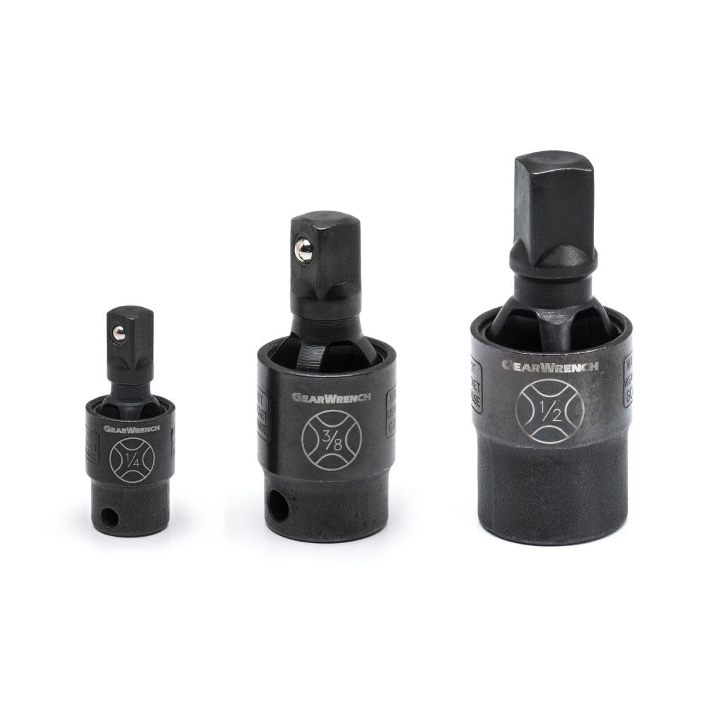 

GEARWRENCH Pinless Impact Universal Joint 3 pc. 1/4 In. 3/8 In. & 1/2 In. Drive