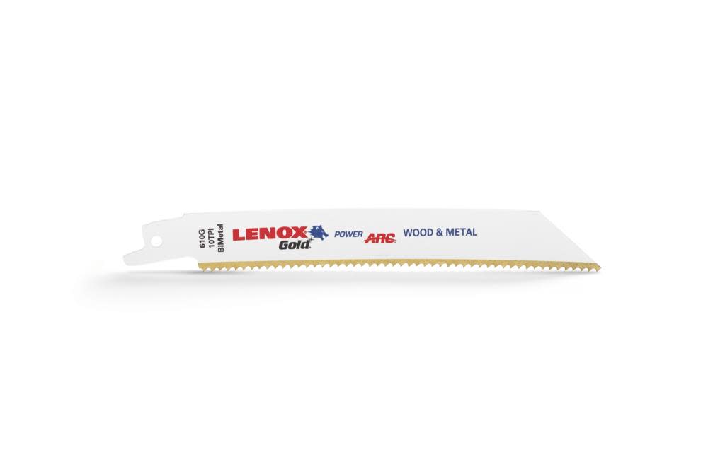 Lenox 6" 10 TPI Gold Power Arc Curved Reciprocating Saw Blade 5 pk.