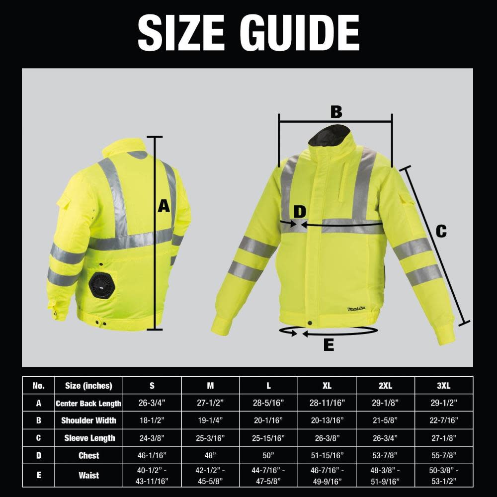 Makita CORDLESS FAN JACKET Lサイズ 蛍光イエロー makita-18v-lxt-lithium-ion-