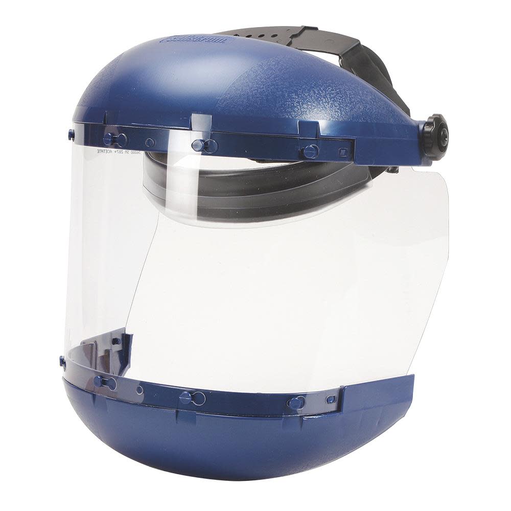 

Sellstrom Dual Crown Safety Face Shield with Ratchet Headgear Clear Tint Uncoated Blue Crown
