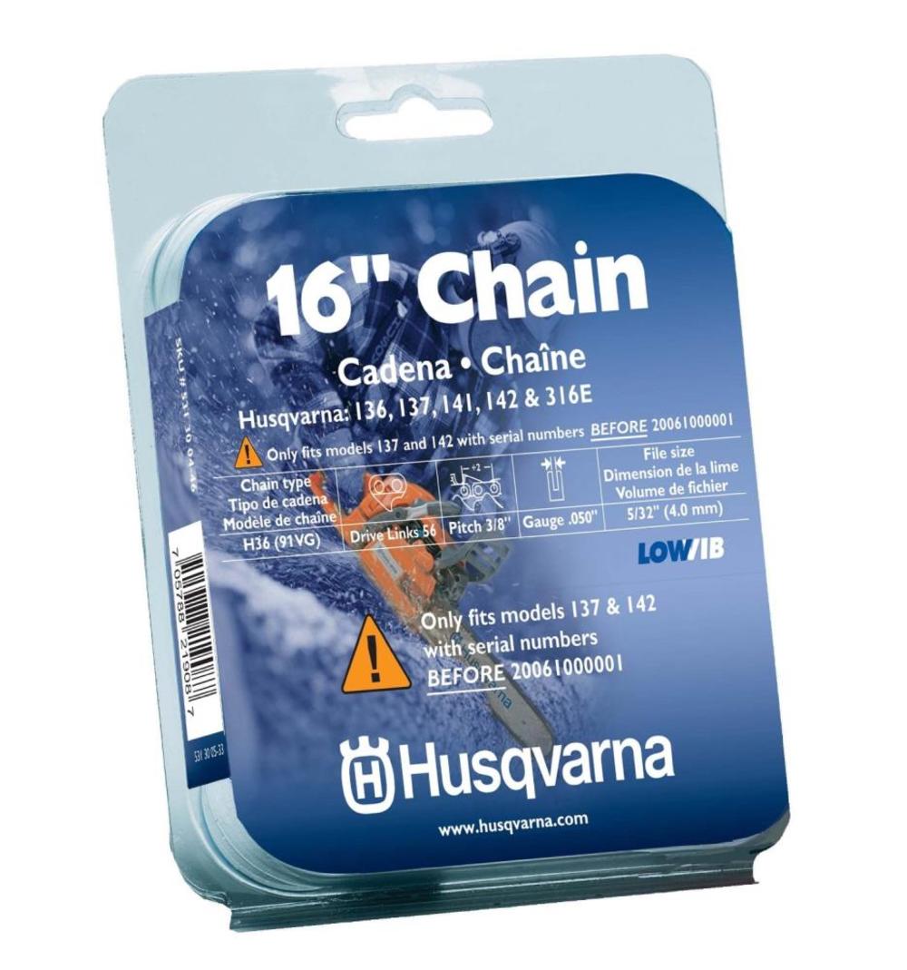 

Husqvarna 16" Mini Low Profile Replacement Chain - 3/8" Pitch and .050" Gauge