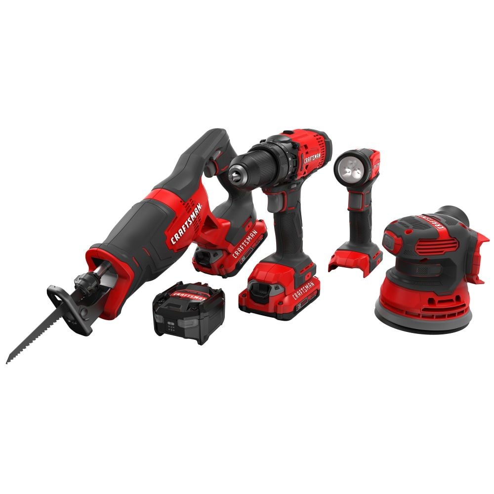 CRAFTSMAN 4 Tool Combo Kit With Two 2Ah Batteries and Charger
