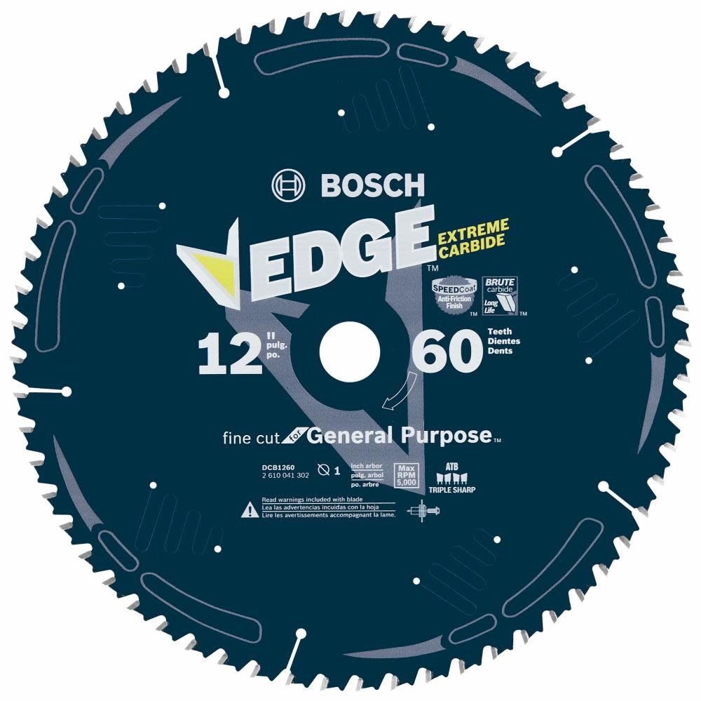12 In. 60 Tooth Edge Circular Saw Blade for Fine Finish