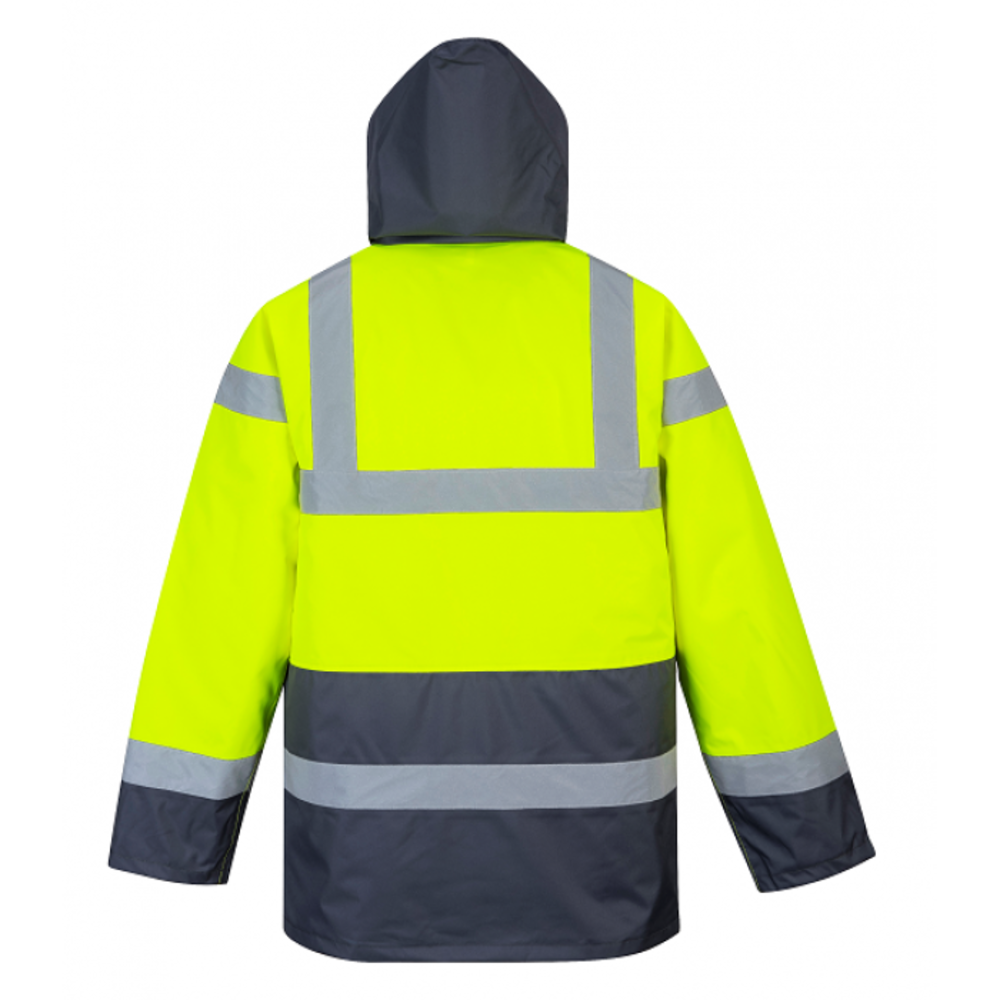 Hi Vis Waterproof Jacket Hi Viz Lined Contrast Traffic Yellow Hood Safety Coat 