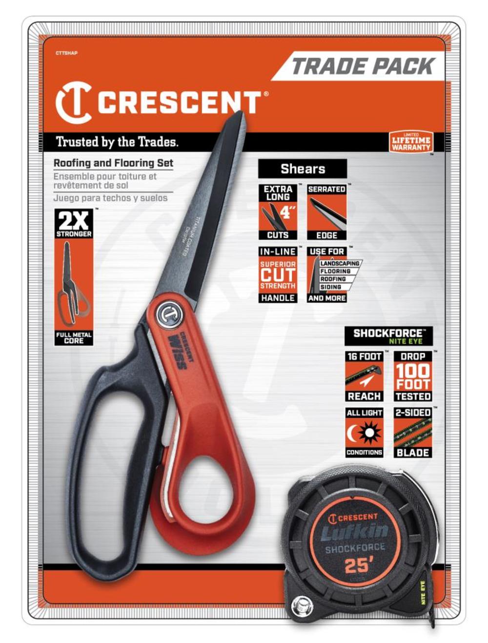 

Crescent Crescent Lufkin Shockforce 25 Tape Measure & 10 Titanium Coated Tradesman Shear