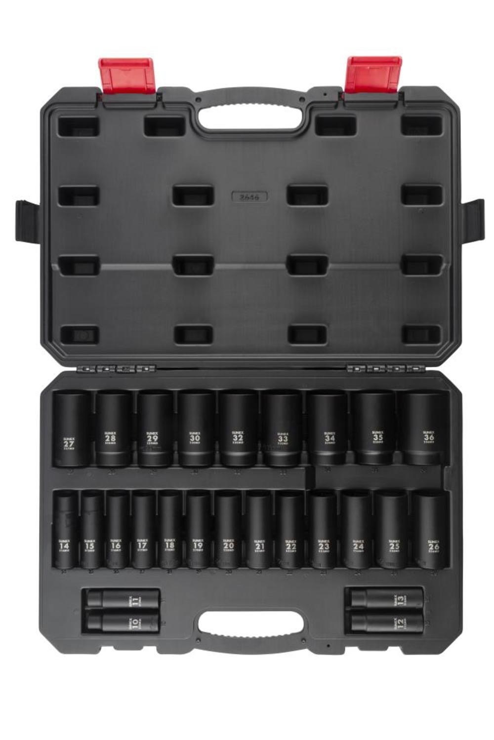 Sunex 1/2 In. Drive Deep Metric Impact Socket Set 26 pc. 2646