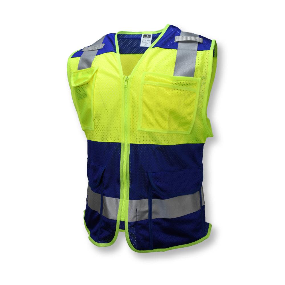 

Radians Safety Vest Custom Color Blocking Type O Class 1 Blue Medium