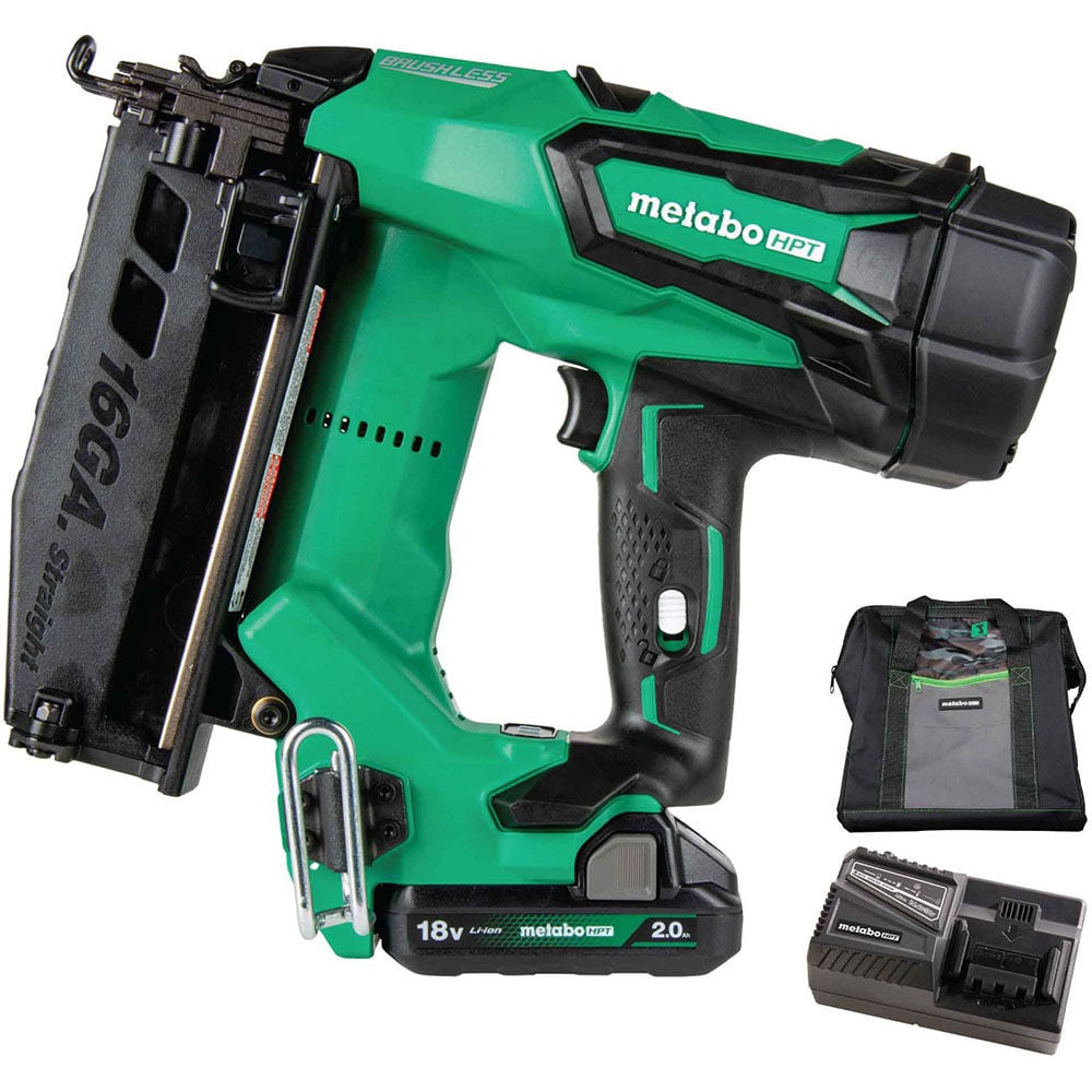 Metabo HPT 18V MultiVolt Cordless Finish Nailer Kit – 15 Gauge Angled, Brushless, 700 Nails/Charge, Slim Design, Includes Battery & Charger, NT1865DAA
