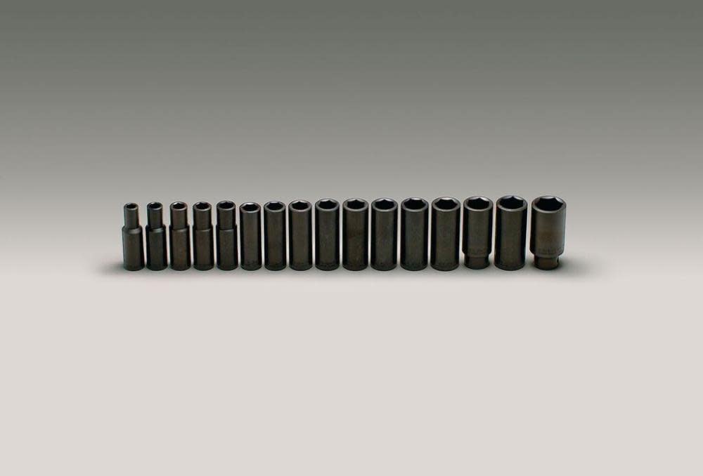 

Wright Tool 1/2 In. Dr. 16 pc. Impact Metric Socket Set 10 mm to 27 mm 6 Pt. Deep