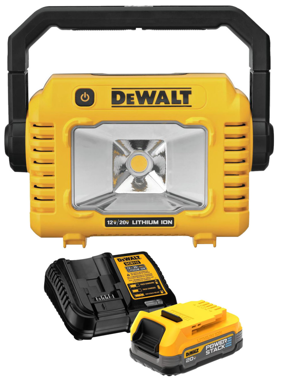 DEWALT 12V 20V MAX Compact Task Light with POWERSTACK 20V MAX Battery Charger Kit Bundle DCBP034C DCL077B Acme Tools