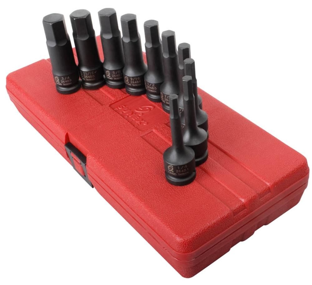 Sunex 1/2 In. Drive SAE Impact Hex Driver Set 10 pc. 2638 - Acme Tools