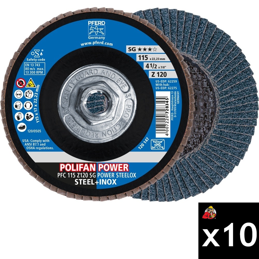 Pferd 4-1/2 Inch x 5/8-11 Inch, Z SG POWER STEELOX, 120 Grit, T29 ...
