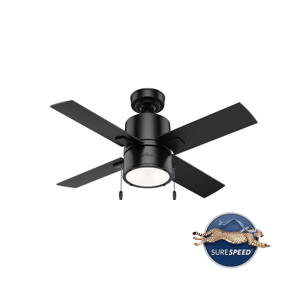 Hunter Fan Beck Ceiling Fan 42in Matte Black/Greyed Walnut 53433 Acme